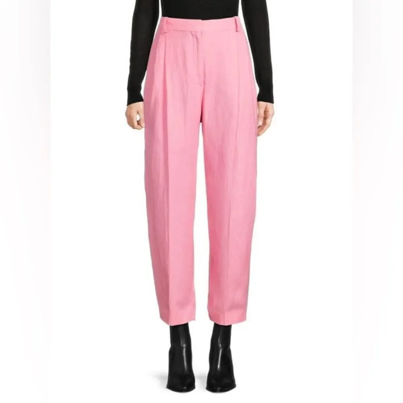 Stella McCartney Pleated Linen Blend Cropped Pants in pink size 8 (42) New - Picture 1 of 9